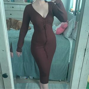 NWT Brown Fashion Nova Midi Sweater Dress